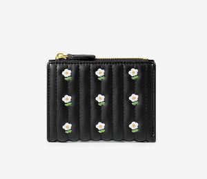 100 stuks portemonnees dames PU 6 bloemen het borduurwerk korte twee opvouwbare korte creditcardhouders