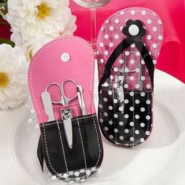 100 stks Bruiloft Gunsten Geschenken Bloem Flip-Flop Manicure Set White Dot Slipper Vorm Nail Care Set + DHL Gratis verzending