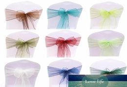 100 pièces fête de mariage Organza tissu ruban chaise ceintures pour Banquet événement fête d'anniversaire décoration maison Textile chaise couverture Facto7597587