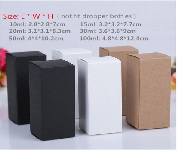 100pcs Boîte en papier kraft noir blanc pour paquet de bricolage Perfume à lèvres Boîte de bouteille d'huile essentielle Boîtes d'emballage cadeau7374644