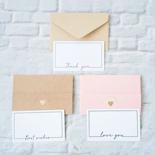 Tarjeta blanca de 100pcs Tarjeta vintage gracias es la tarjeta de felicitación del mensaje de amor para pequeñas empresas Decoración de regalos 240323