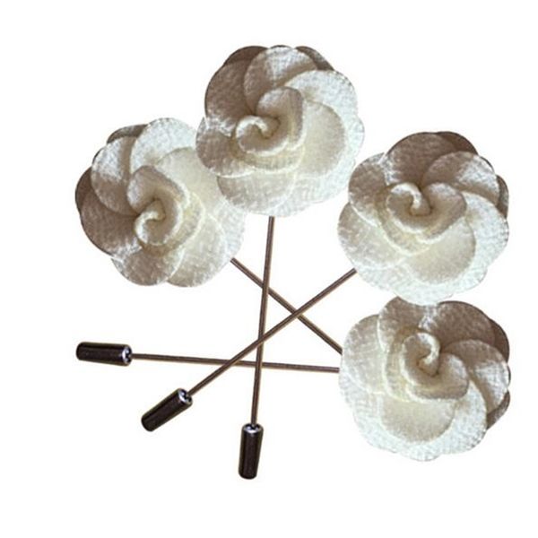 100 Pcs Blanc À La Main Invité Boutonnière Pins Soie Rose Fleurs Artificielles Groomsman Meilleur Hommes Femmes Broche Corsage Fleur De Mariage