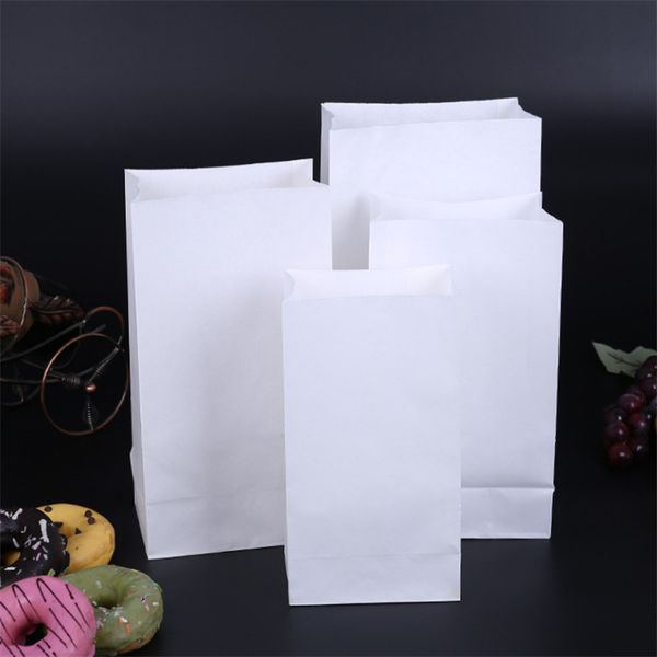 Sacs en papier Kraft blanc, 100 pièces, sac cadeau de vacances pour aliments, pain Sandwich, bonbons, emballage sec Recyclable pour fête