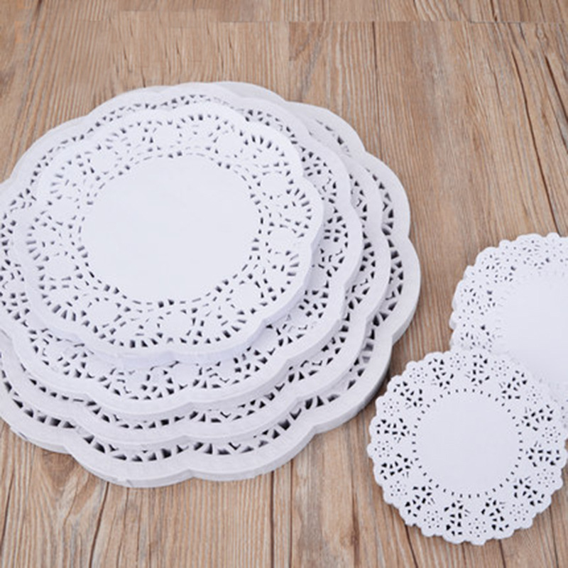 150st White Spets Paper Doilies Placemats Diy Box Wrap Paper Crafts For Wedding Party Favors Table Decoration Mat