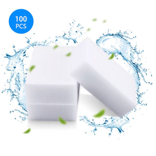 100 pièces éponges magiques blanches gomme de nettoyage éponge de mélamine multifonctionnelle nettoyant de mélamine éponge de nettoyage vadrouilles pour cuisine bureau salle de bain éponges de nettoyage