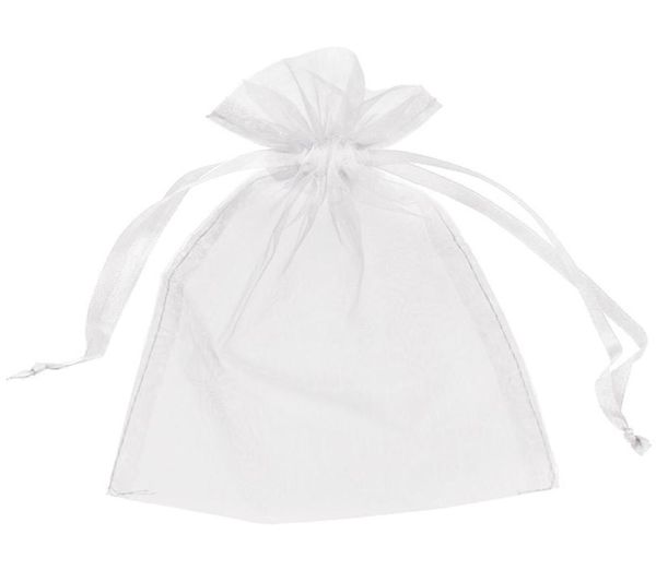 100 pièces sacs d'emballage en Organza blanc pochettes à bijoux faveurs de mariage sac cadeau de fête de noël 16x22 cm 62x86 pouces 3079073