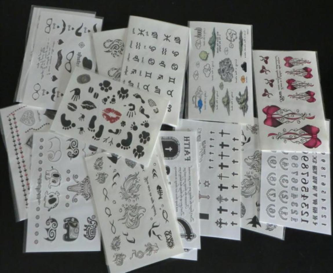 100Pcs Whole 95145cmTemporary tattoo stickers for Body art Painting mixed designs Temporary Tattoos1494406