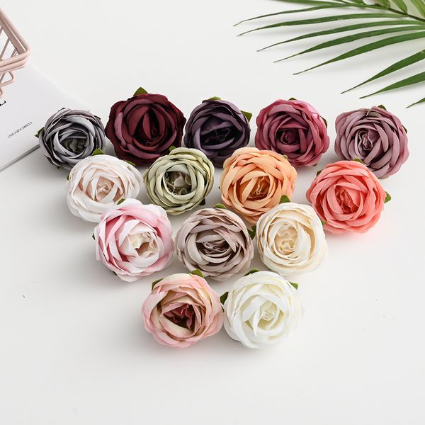 100pcs flores artificiales al por mayor rosas de seda plantas falsas decoraciones navideñas para bodas body bricolaje costuras regalos de dulces