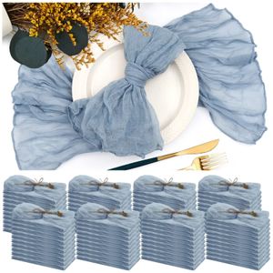 100 PCS En Gros Étamine Serviette Gaze Table Napperons Fête De Noël Décoration De Mariage Bébé Douche Dîner Rétro Serviettes 240321