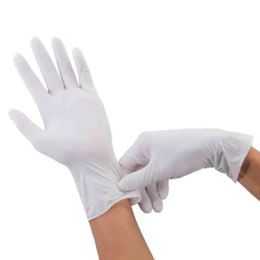 100 pièces en gros de haute qualité gants en nitrile blancs jetables sans poudre pour l'inspection laboratoire industriel maison et supermarché confortable LL