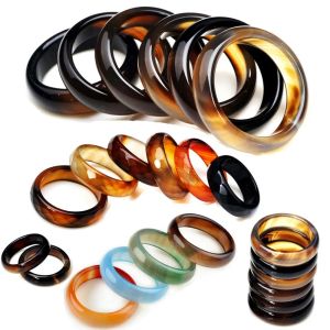 100pcs bague de bande mixte en gros bagues de pierres précieuses d'agate naturelle colorées