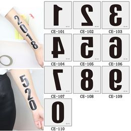 100 Stuks Groothandel Tijdelijke Digitale Nummer Tattoo Stickers Body Arm Sport Gezicht Tatoo Vrouwen Man Persoonlijkheid Totem 240311