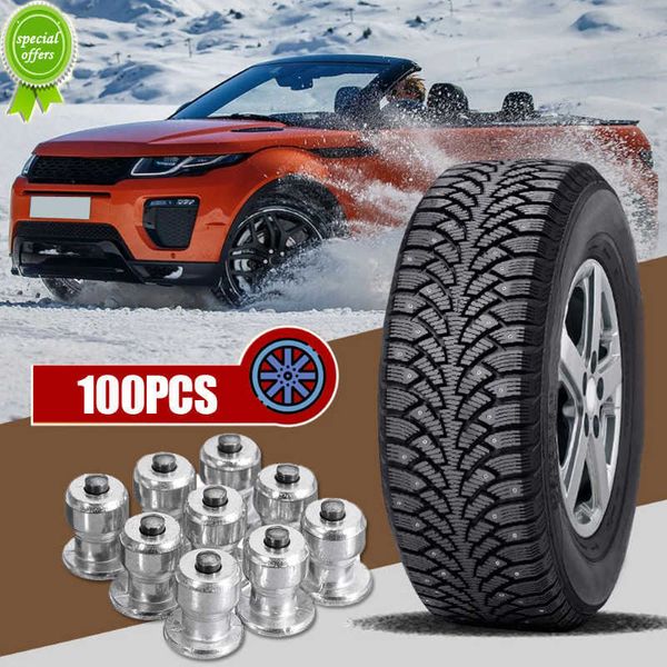 100 uds, tacos de rueda de invierno, tornillo de tuerca para neumático de coche, clavos de nieve, cadena de neumático de rueda plateada, tacos de pincho para accesorios de neumáticos de motocicleta y coche