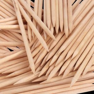 100 stks Houten Sticks Nail Cuticle Pusher Stick Twee Way Orange Wood Stick Nails Pusher Poolse Remover Manicure Nail Care Tools