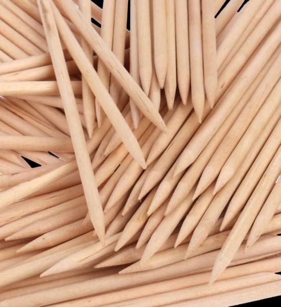 100pcs Sticles en bois Pusteur de cuticule de l'ongle Bidans bidirectionnel Orange Bois Stick Pusher Pusher Remover Manucure Tools Nail Care Tools9283296