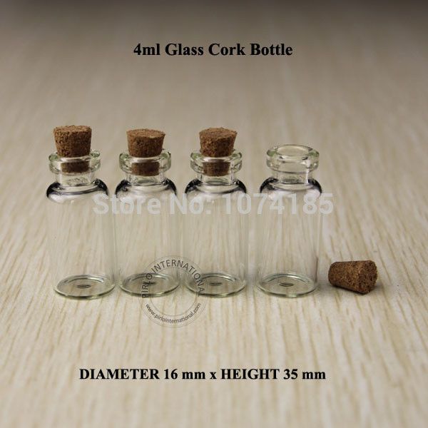Petites bouteilles en verre de 4ml, 100 pièces, flacons d'échantillon, Mini bocaux avec bouchons en liège, Tube à essai avec liège en bois