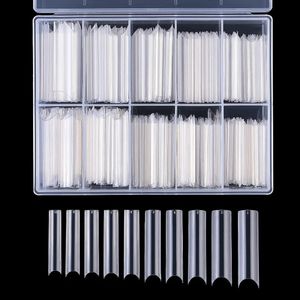 100pcs xl long carré false clous pointes c u courbe droite fausse pointe d'art demi-couvercle presse sur 240328