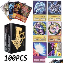100 stuks Yu-Gi-Oh stijl kaarten Blue Eyes Dark Magician Exodia Obelisk Slifer Ra Yuh Dm Classic Proxy Diy Card Kids Gift X0925 Drop Delive Dhvhf