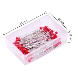 100pcs12 couleurs épingles de couture 38 mm en verre têtes de tête de tête purs épingles de courtepointe droites pour la décoration de bijoux habitants outils de couture bricolage