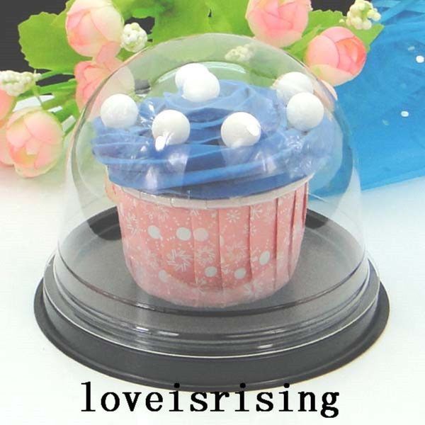 100pcs50sets boîte de cupcake en plastique transparent boîtes de faveur conteneur cupcake gâteau dôme boîtes cadeaux boîte à gâteau boîtes de faveurs de mariage fournitures2789