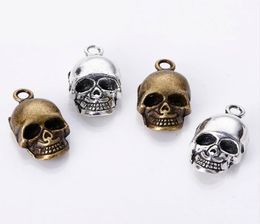 100pcsbag Bronze argenté ancienne 2012mm Squelette Skull Charms Pendants Designer Bijoux de fabrication Bracelet Collier Accessoires 6591089