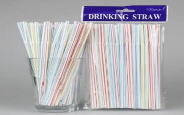 100pcsbag desechable plástico pajitas 20805 cm multicolor de bebida doblada paja para fiestas de pub club de pub restaurante2545202