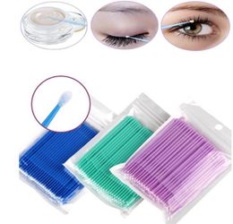 100pcsbag Micro Micro jelable Extension des cils applicateurs individuels Mascara Brosse de maquillage de cils micro-écouvillon Set D9862117