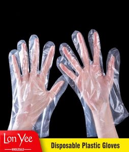100pcsbag pe polietileno guantes transparentes desechables Guantes de plástico de grado alimento Guantes de desechables engrosados YL02106250
