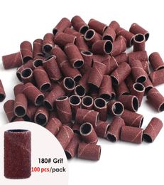 100pcsbag Bands de capuchon de ponçage pour la machine de manucure électrique 18012080 Grit Force de perceuse à ongles Fichiers de bits de pédicure SET9851228