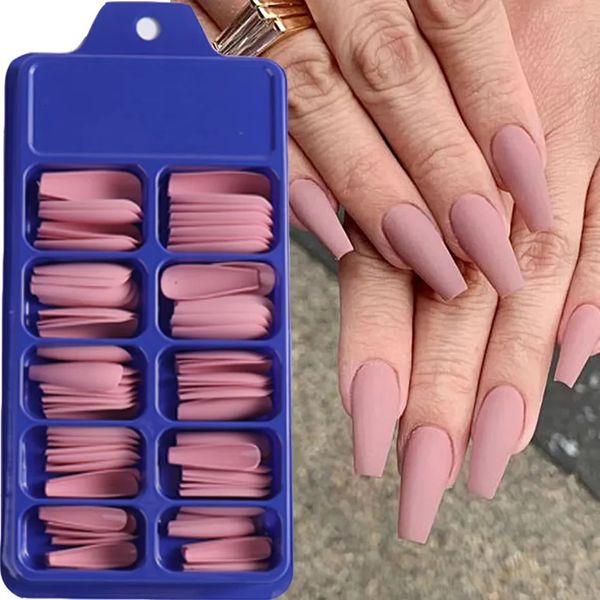 100pcsbox cercueil faux ongles mixtes couleurs de couleur solide forme artificielle pour faux ongles accessoires