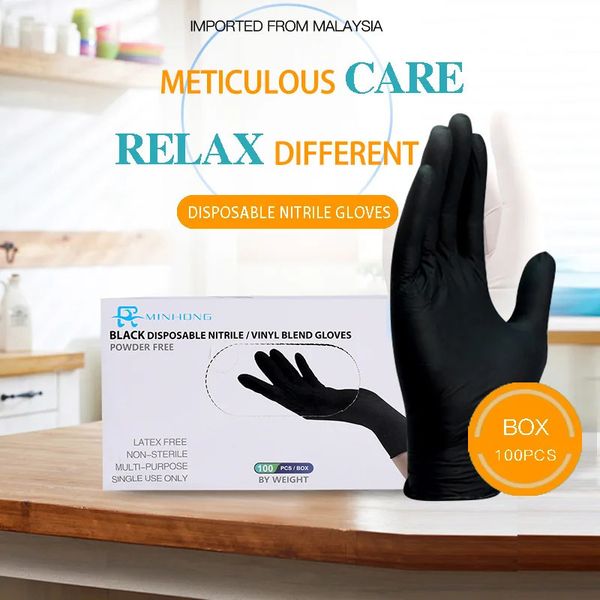 100pcsbox gants en nitrile jetable usurent le travail de jardinage des ménages résistants Rubber 231229