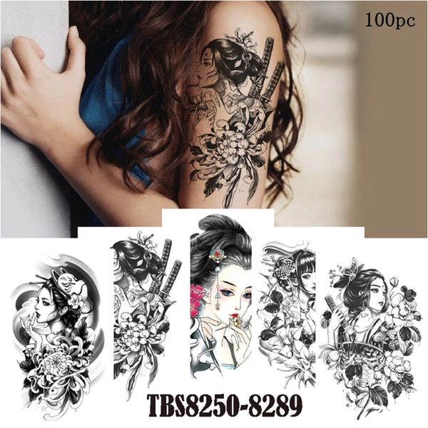 100pcset pequeño brazo entero al por mayor etiqueta engomada del tatuaje temporal impermeable hombres mujeres mariposa flor atrapasueños arte falso 240311