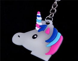100PCSGLOW In Dark Little Fairytale Unicorn Keychain Holder Chaveiro Bag Charm Key Chain Hanger Girl Women Gift Sieraden Llaveros8918050