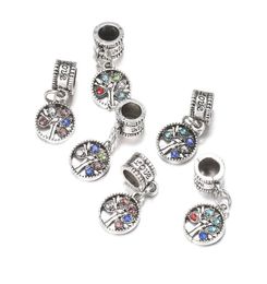 100 pcslot 10 mm zilveren legering kralen boomvorm Bead Crystal Pendant voor doe -het -zelf gat metalen charme kralen die geschikt zijn voor armband die part2495603 maakt