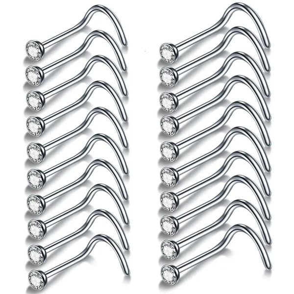 100pcslot 18g 20g Perfuncings de la fosa nasal Cz Crystal Piercing Nariz Stand Satro inoxidable Anillos de la nariz de la estrella NARIZ Joyería del cuerpo 240423