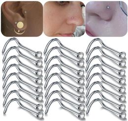 100pcslot 20G 18G NOStril Piercings Crystal Piercing Nose Stud die NEZ roestvrijstalen neusringen Piercing Nariz Jewelry1022243 betreft
