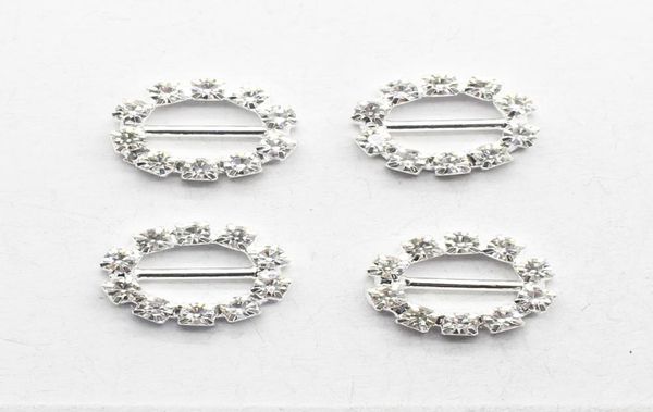 100pcslot 20 mm en strass de ramiage blanc boucles de cristal broches Bar invitation chaise de ruban couvre les coulisses de curseur Bows Buckles4472871