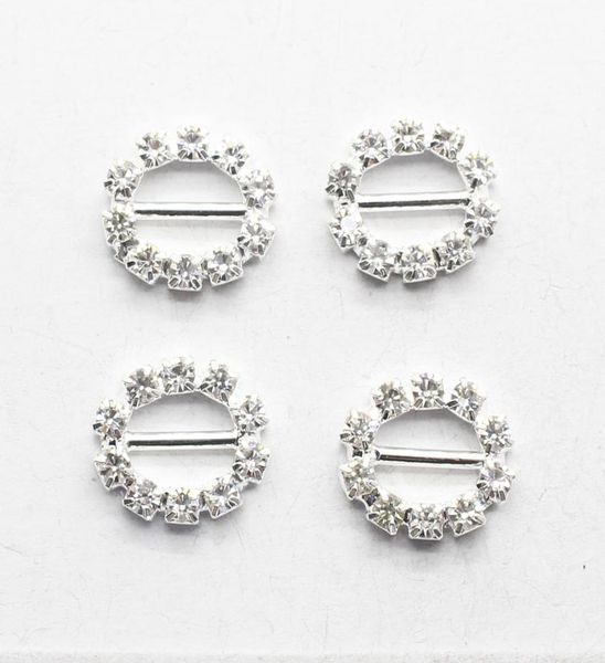 100 pcslot 20mm blanc strass cristal boucles broches barre Invitation ruban chaise couvre curseur ceintures arcs Buckles1448566