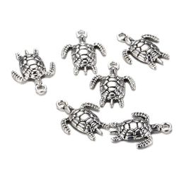 100 pcslot 2317 mm antieke zilveren legering Turtle Charms hanger voor sieraden maken metalen dierenhanger voor DIY -bevindingen4834275