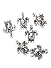 100 pcslot 2317 mm antieke zilveren legering Turtle Charms Hanger voor sieraden maken metalen dierenhanger voor DIY -bevindingen9223398