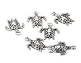 100 pcslot 2317 mm antieke zilveren legering Turtle Charms hanger voor sieraden maken metalen dierenhanger voor DIY -bevindingen1073088