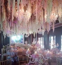100 pcslot 24 kleuren kunstmatige zijden bloem wisteria bloem wijnstok huizen tuin muur hangende rattan xmas feest bruiloft decoratie t202240590