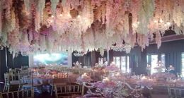 100 pcslot 24 kleuren kunstmatige zijden bloem wisteria bloem wijnstok huizen tuin muur hangende rattan xmas feest bruiloft decoratie t204520701