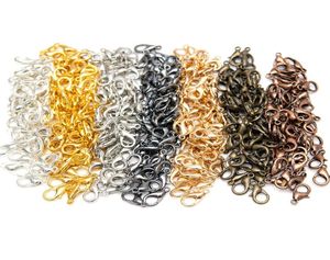 Fermoirs à griffes de homard en alliage de Zinc, 3 couleurs, pour bijoux, colliers, bracelets, fabrication de Nickel, 12x7mm, 100 pièces, 3 couleurs, 5730035