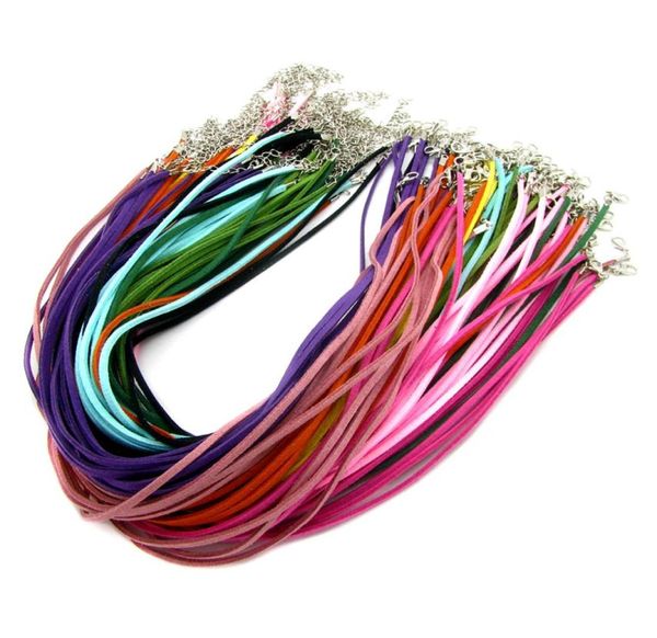 Lote de 100 unidades de cordón de gamuza de 3mm, Color mezclado, cordón de terciopelo coreano, collar, cadena de cuerda, cierre de langosta, fabricación de joyas DIY 2391299