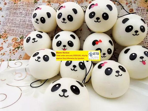 100 pcslot 4 cm Jumbo Panda Squishy Charms Kawaii Brioches Pain Téléphone Portable Clé Sangle Pendentif Squishes Sac Pièces Accessoires