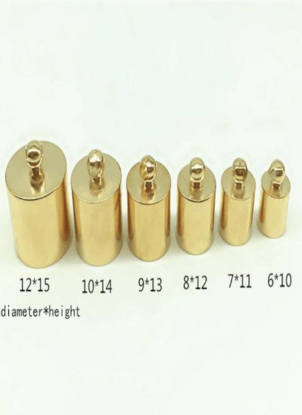 100pcslot 4 mm12 mm Holte de oro Cabello de cuero Cabezas de cuero Tapas Tassel Endector Conector Diy Joyas Hallazgos Logototipo personalizado7181675