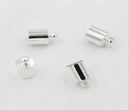 100 pcslot 4mm12mm trou argent collier en cuir cordon embouts gland sertissage fin connecteur bijoux à bricoler soi-même résultats personnalisé Logo3382937