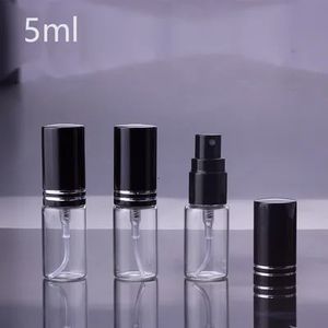 100pcslot 5ml 10ml 15ml Botella de perfume de vidrio negro portátil con atomizador Envases cosméticos vacíos para viajes 240104