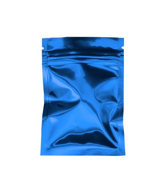 100pcslot 7510cm Azul brillante Bolsa de embalaje de papel de Mylar Sellado térmico Zip Lock Bolsa de papel de aluminio Sellado térmico Almacenamiento de embalaje de grado alimenticio 9599545